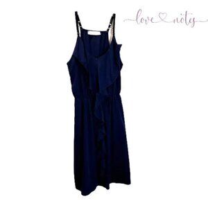 Love Notes Womens Adjustable Spaghetti Straps Ruffle Dress